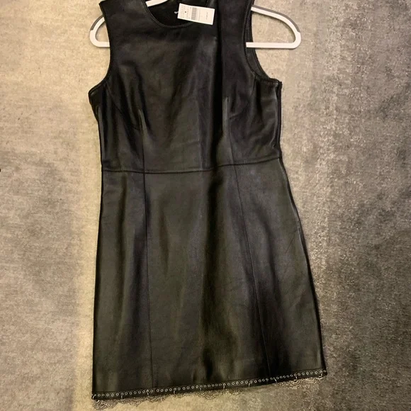 knee length dresses for ladies Alexander Wang Black Draped Jersey & Leather Dress  Priscilla Posh